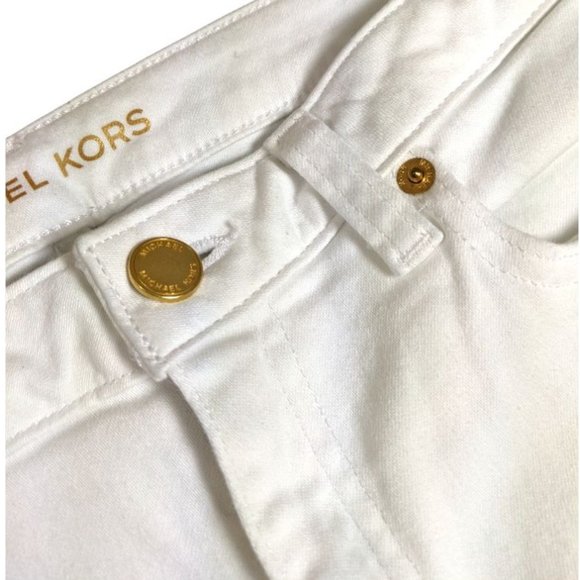 Women's Boot Cut / Flare Slit White Michael Kors Stretch Jeans Size: 8 - Picture 7 of 11